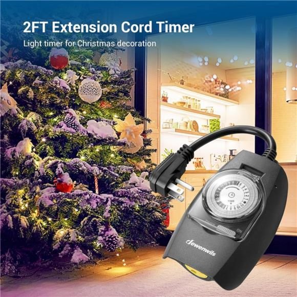 DEWENWILS Outdoor Light Timer Waterproof, 24-Hour Programmable Plug in Timer - Picture 6 of 7